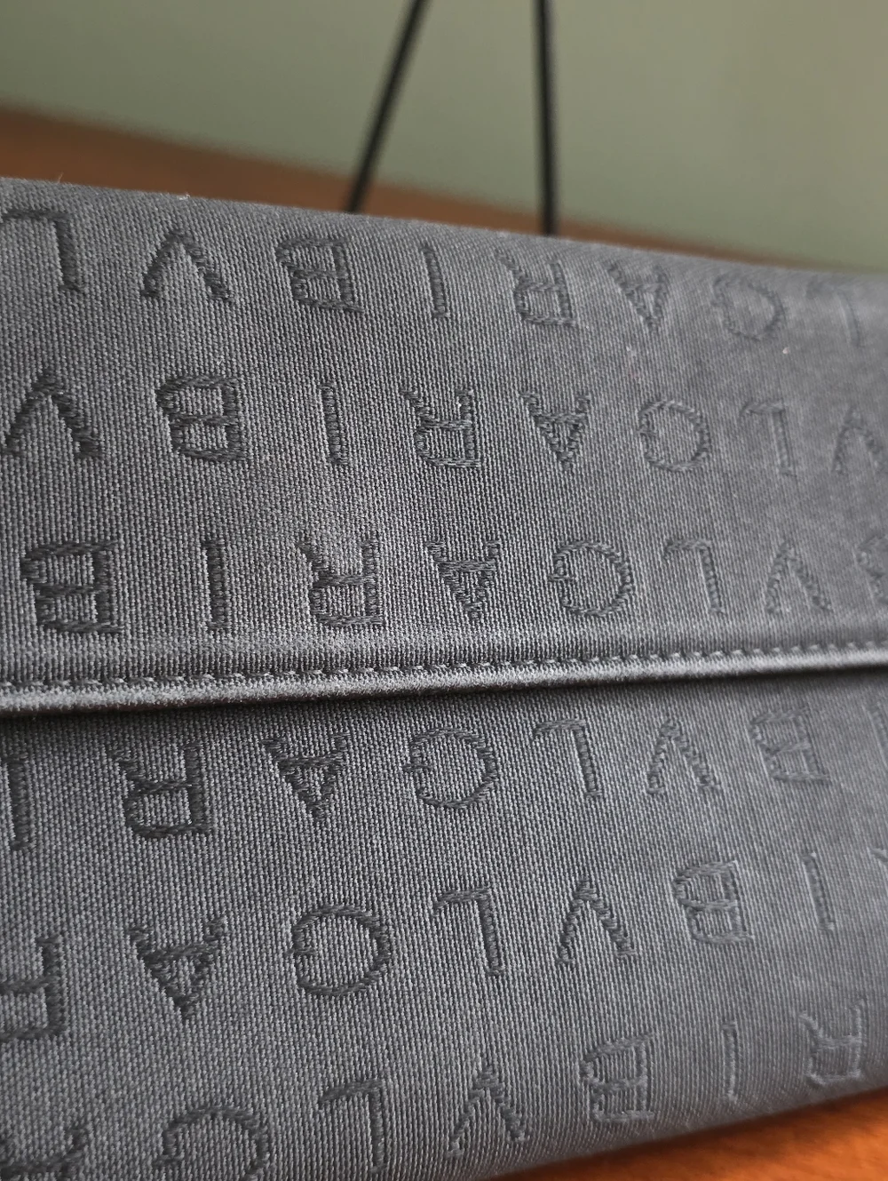 BVLGARI Logo Jacquard Black Continental Wallet Pigskin Leather COA